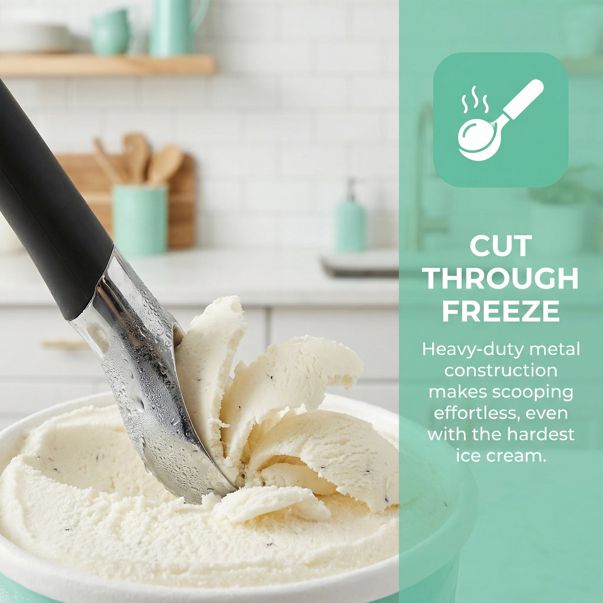 Unique Bargains Ice Cream Scoop 1 Pcs Zinc Ice Cream Scooper Black A 6.6in
