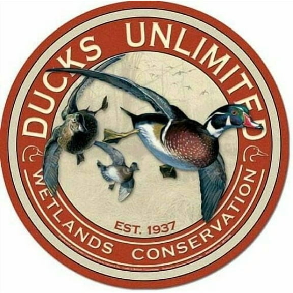 Ducks Unlimited 12" Round Tin Sign Nostalgic Metal Sign Retro Home Wall Decor