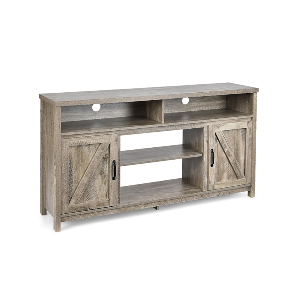 Finihen TV Stand, TV Cabinet, 59 Inch TV Stand Media Center Console Cabinet with Barn Door for TV's 65 Inch, Media Entertainment Center with Storage, for Living Room, Bedroom, Natural
