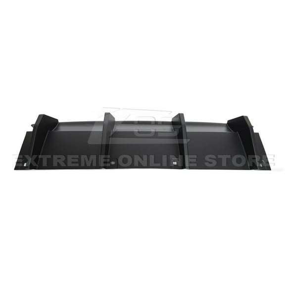 Replacement For 2015-Present Dodge Challenger All Models | SRT Factory Style ABS Plastic - Matte Black Rear Bumper Dual Tips Exhaust Diffuser