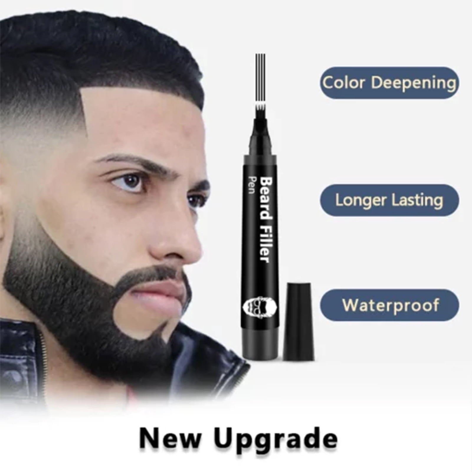 Alvantor Beard Pen Filler for Men, Waterproof & Sweat Proof, Long Lasting, Dark Brown