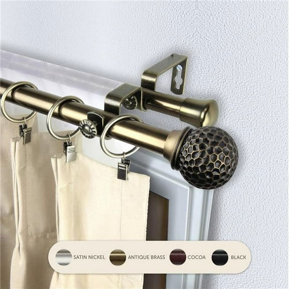 Central Design 4785-994 0.8125 in. Nicholson Double Curtain Rod with 120 to 170 in. Extension, Antique Brass