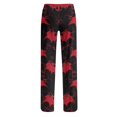 thumbnail image 4 of Women's Drawstring Halloween Pajama Pants Bat Print Elastic Waist Wide Leg Loose Casual Lounge Trousers for Fall Sleepwear Daily Comfort Red S, 4 of 7