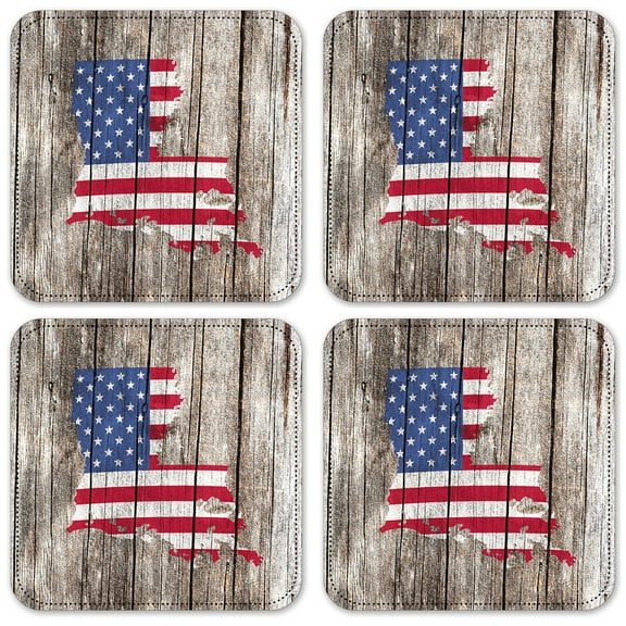 Vinyl Drink Coasters - Set of 4 - Louisiana Map