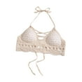 thumbnail image 3 of Sujetador de crochet para playa, ropa de playa de moda para mujer, ideal para vacaciones, actividades acuáticas y fiestas. Beige, 3 of 8