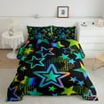 thumbnail image 3 of Feelyou Dreamy Stars Graffiti Bedding Comforter Set for Kids, Black Blue Cartoon Twin Comforter Sets, Fashion Love Heart Reversible Bedding Set, Ultra Soft Bedroom Decor, 2-Piece, 3 of 9