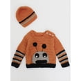 thumbnail image 2 of Woonie Handmade Full Sleeves Tentrical Design Sweater With Striped Sleeves & Cap-Brown, 2 of 5