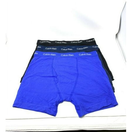 Calvin Klein Men's Underwear Cotton Stretch 3 pack Boxer Brief Blue Black
