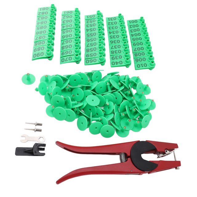 Ear Tag and Pliers Set Animal Ear Tag Clamp Livestock Ear Tag Applicator and Bright Colors Cattle Ear Tags for Farm Animal Identification Card