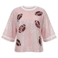 thumbnail image 6 of VNKIDY Women's Carnival Sequin Football Pattern Short Sleeve T Shirts Crewneck Loose Fit Tees For Sports Theme Party Casual Daily Wear Outdoor Activities Stylish Tops, 6 of 6