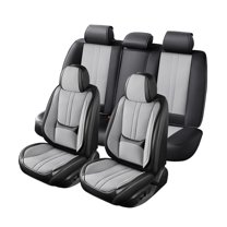 Car Seat Covers Full Set for Nissan Frontier 2009-2025,Breathable Nappa Leather Luxury Automotive Interior Accessories with Lumbar Support Black-Gray