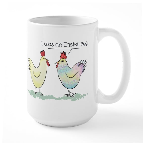 CafePress - Funny Easter Egg Chicken Large Mug - 15 oz Ceramic Large White Novelty Mug