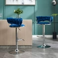 thumbnail image 4 of IVV Height Adjustable Bar Stools Set of 2, 360° Swivel Woven Back Barstools with Velvet Seat & Metal Frame, Modern Counter Stools for Kitchen Island, Cafe, Pub, Blue, 4 of 10
