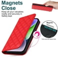 thumbnail image 4 of Wallet Case for iPhone 14 Plus 6.7 inch, Luxury Quilted PU Leather Flip Cover [Shockproof TPU] [Support Wireless Charging] with 2 Card Slots, Kickstand, FRID Blocking Case Cover, Red, 4 of 10