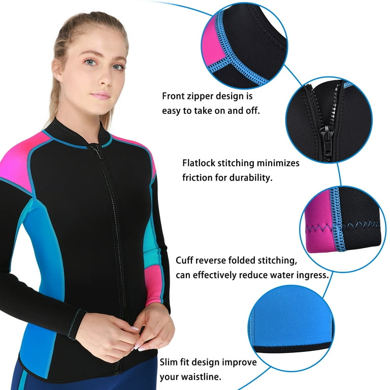 REALON Wetsuits Top Jacket Women 2mm Neoprene Shirt Wet Suit Long