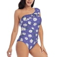 thumbnail image 3 of Cauagu Daisies Flowers Print Women's Sexy One Piece Swimsuits One Shoulder Ruffle Tummy Control Bathing Suit Slimming Swimwear-XX-Large, 3 of 6