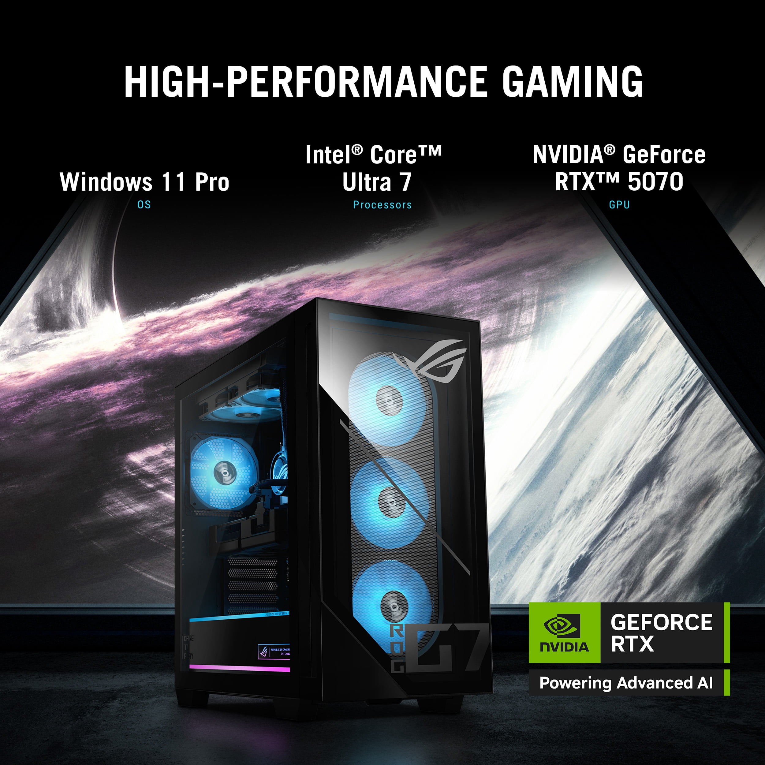 ASUS ROG G700 (2025) Gaming Desktop PC, Intel® Core™ Ultra 7 265F, NVIDIA® GeForce RTX™ 5070, 1TB SSD, 32GB RAM, Windows 11 Pro, G700TF-XS776