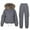 Gray, variant on Mnyycxen Women's Thickened Down Jacket 2 Piece Warm Ski Snow Suits Zip Up Faux Fur Hooded Coat and Overalls Sets