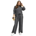 thumbnail image 6 of Lounge Sets for Women 2 Piece Fall Outfits Wide Leg Pants Matching Sets Womens Clothing Black XL, 6 of 8