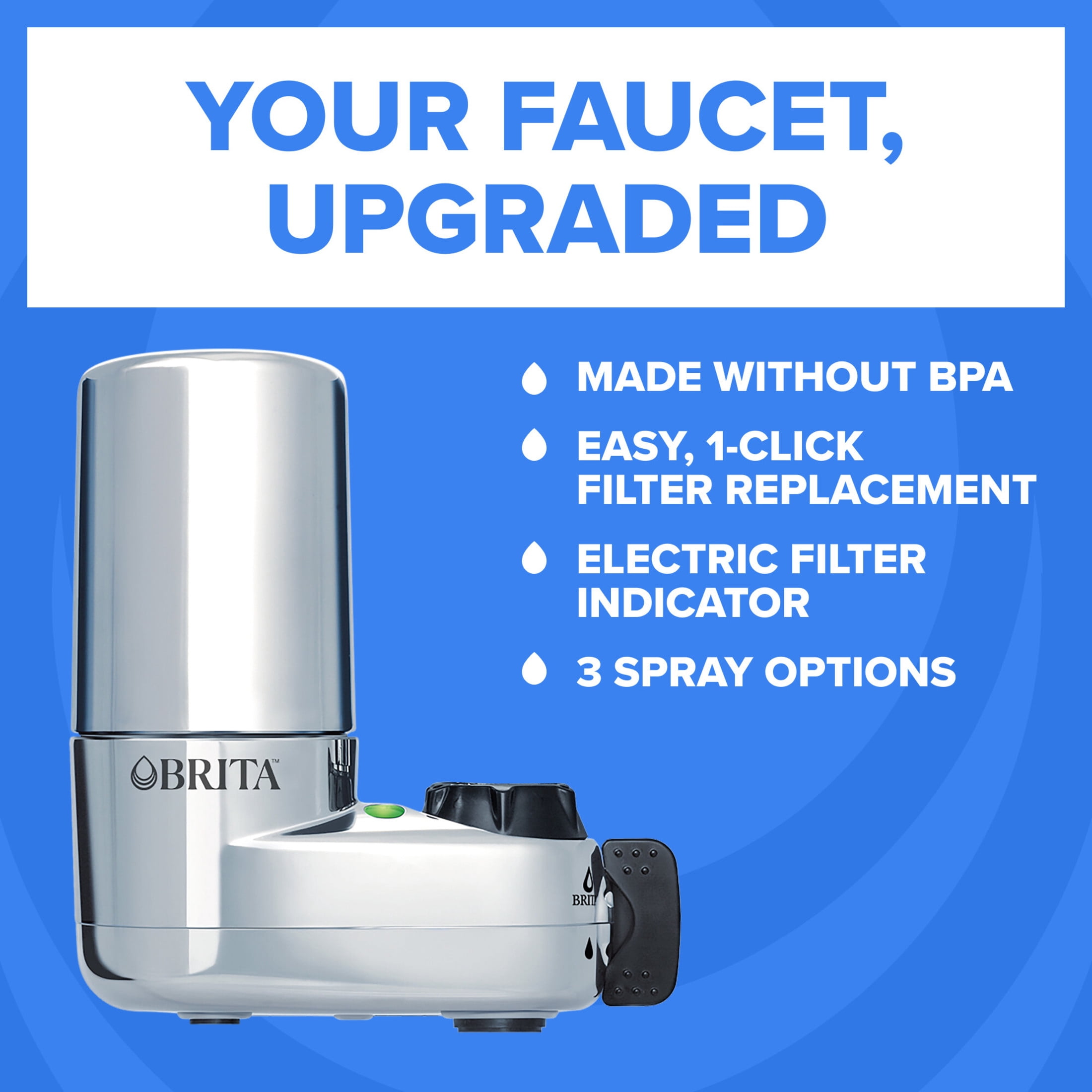 Brita Elite Water Filtration Faucet Mount System, Chrome, Reduces Lead, BPA Free, Includes 2 Replacement Filters