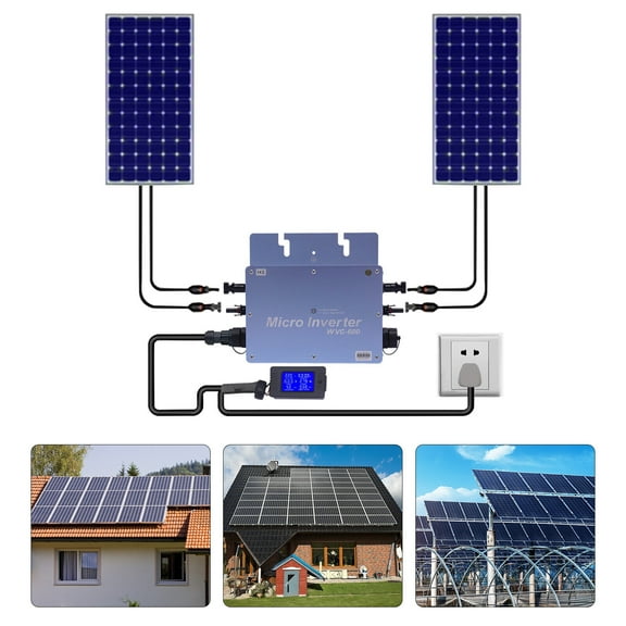 Solar Micro Inverter 600W Grid Tie MPPT Pure Sine Wave DC to AC 110V Waterproof LCD Display Micro Inverter
