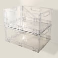 thumbnail image 4 of weibbin Foldable Storage Baskets For Organizing Pantry Organizer Bins Kitchen Laundry Garage Refrigerator Bathroom Countertop Organizer Clear, 4 of 7