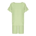 thumbnail image 4 of Grblisyd Girls Short Sets Cute Ruffle Short Sleeve T Shirts and Drawstring Elastic Waist Biker Shorts Fashion Set Ages 2-12 Years, 4 of 5