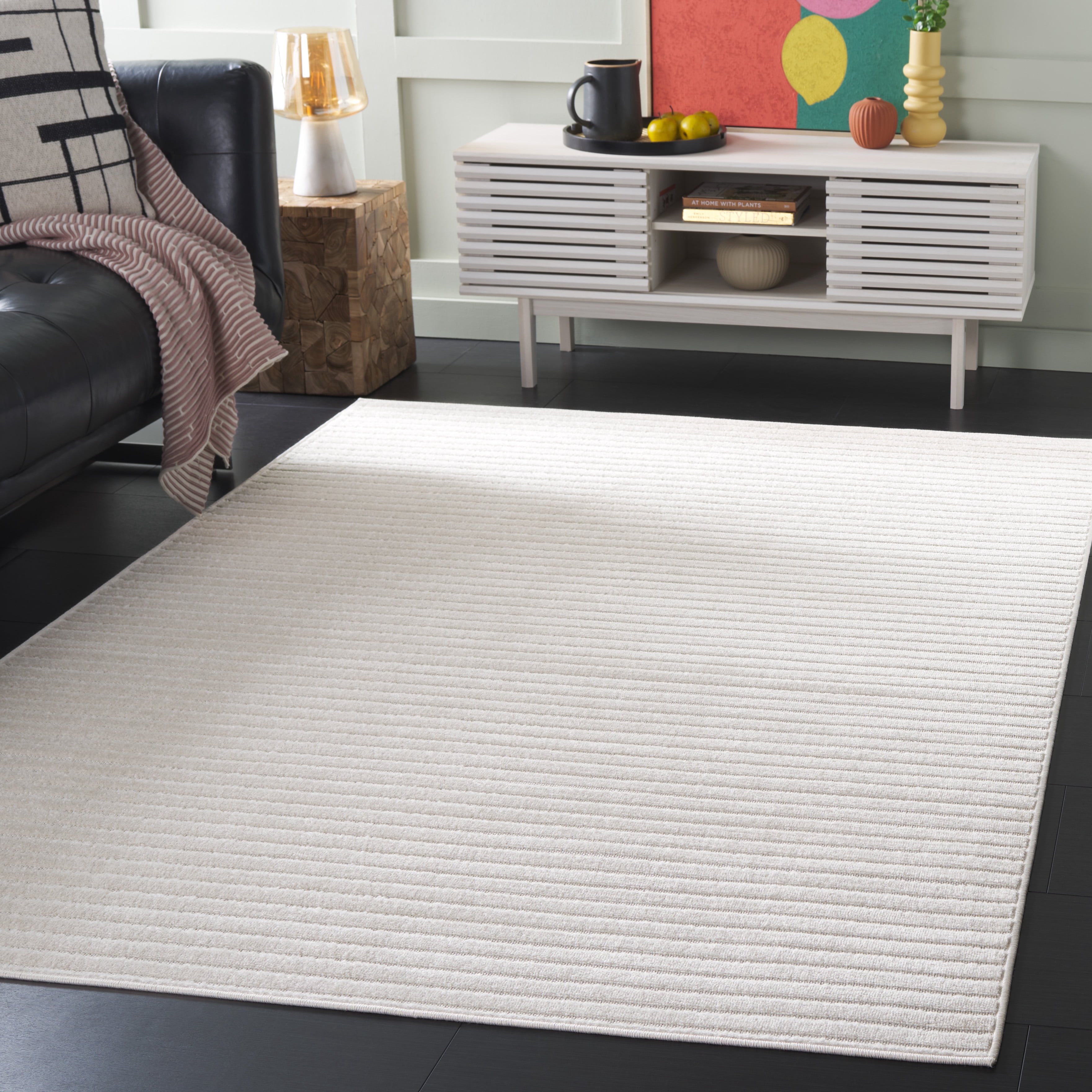 SAFAVIEH Stella Bernadine Striped Indoor/Outdoor Area Rug, Ivory, 8'2" x 10'