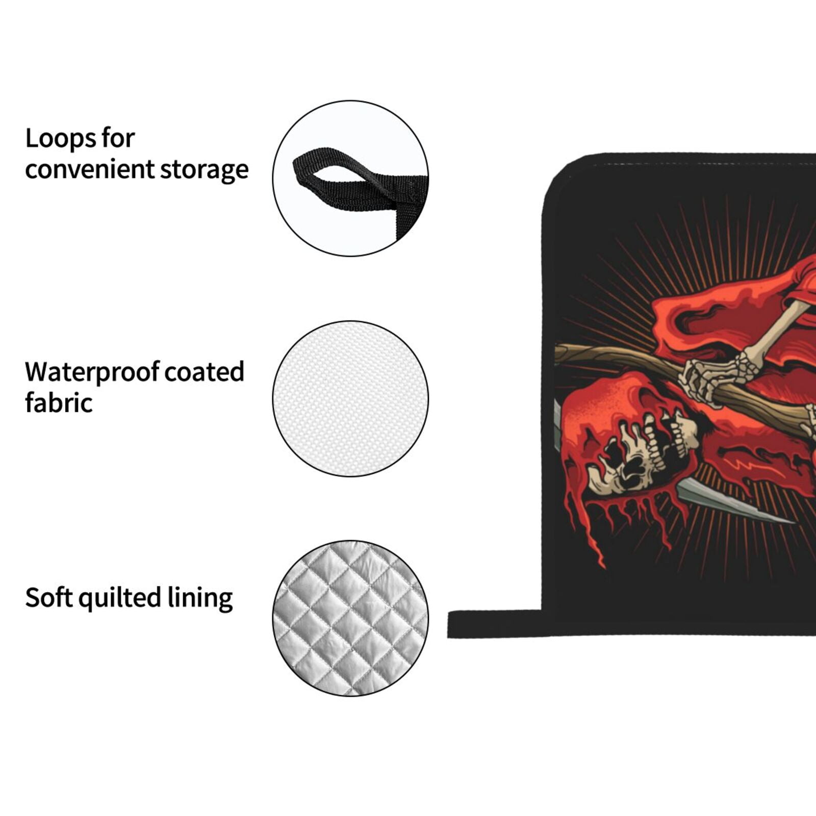 Grim Reaper With Scyth 4Pcs Oven Mitts and Pot Holders Sets Oven Kitchen Gloves Hot Pads for Cooking BBQ Baking Grilling