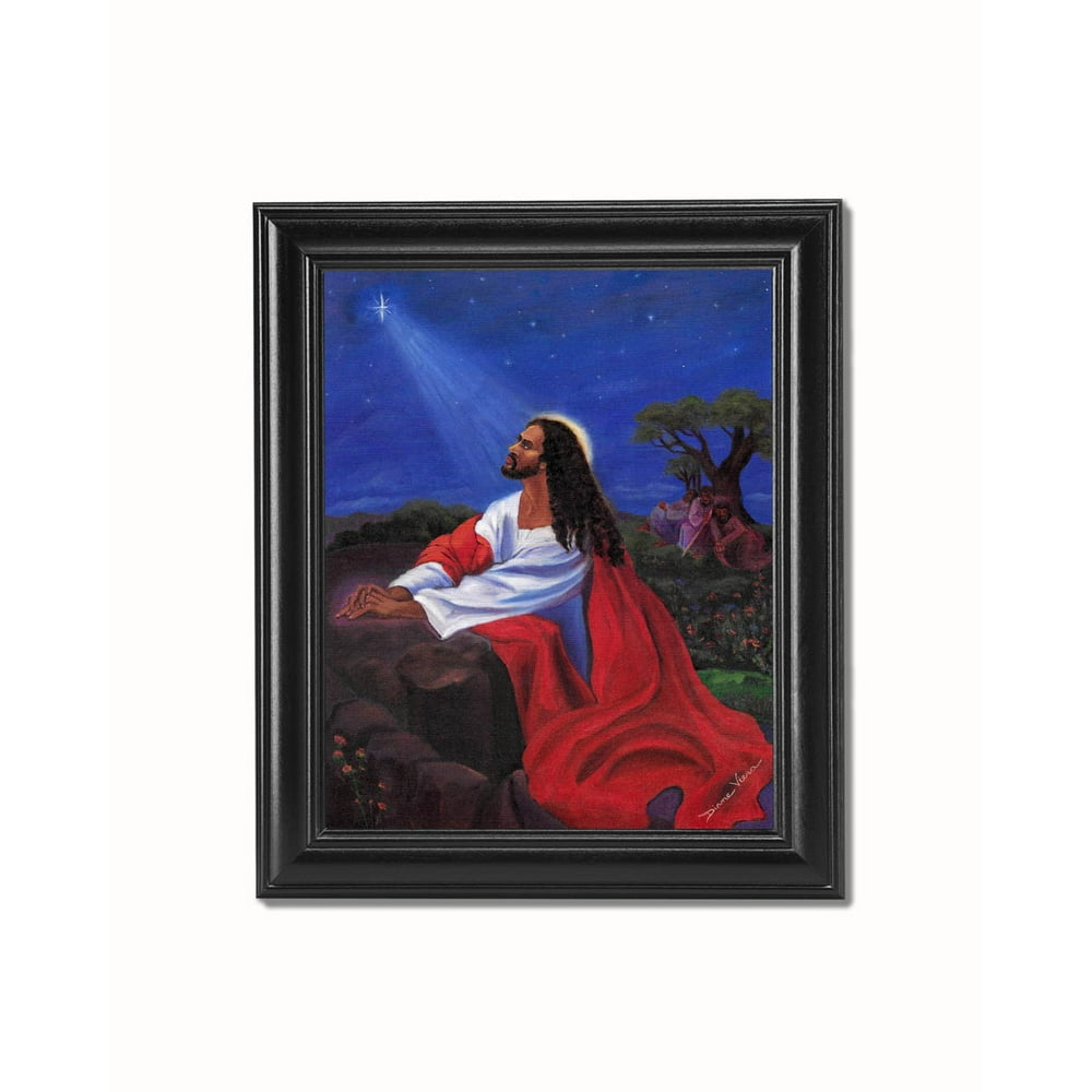 African American Black Jesus Praying at Gethsemane Rock