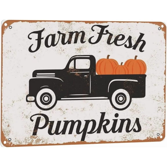 Farm Fresh Pumpkins Metal Tin Sign 12 X 8 Inches Retro Vintage Decor,Best Farmhouse Decor Gift Ideas for Friends
