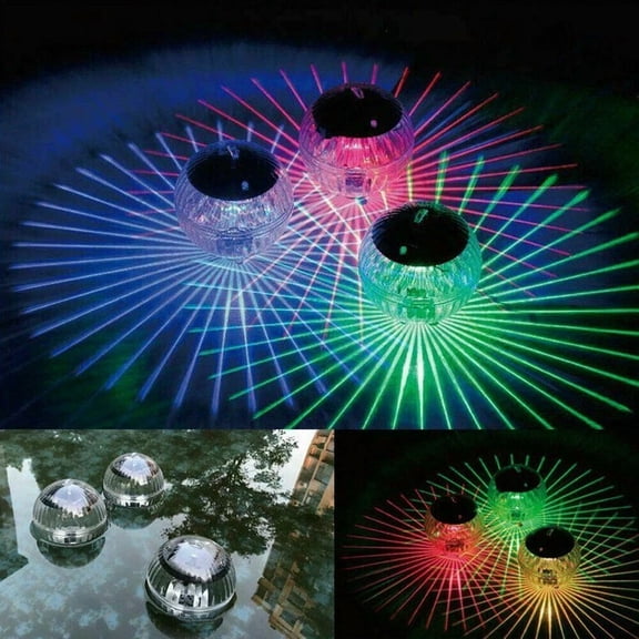 PURELY- Solar Led Floating Lights Garden Pond Pool Rotating Color Change Outdoor Lamp