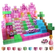 Magnetic Blocks - Princess Castle 112 Polar Cubes Frozen Toys for Girls Movie Inspired Princess Blocks Sensory Gift Magnetic Travel Puzzle Magnetic Cube Classroom Toys for Boys & Girls Age 3 4 5 6 7 8