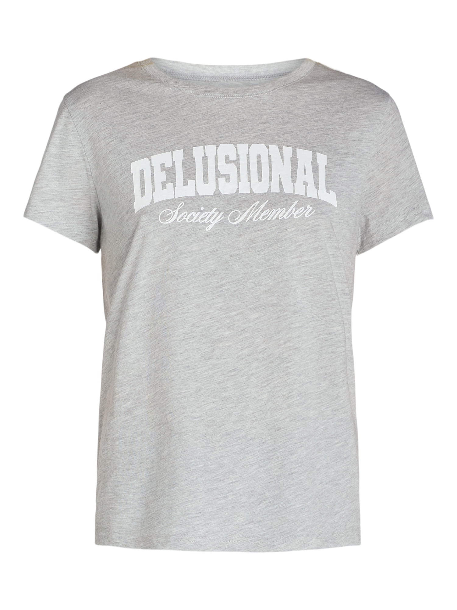 Women’s Delusional Graphic Tee with Short Sleeves, Sizes XXS-XXL