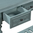 thumbnail image 5 of 52 Inch Console Table, Wood Entryway Table with 4 Storage Drawers and Bottom Shelf, Contemporary Curved Sofa Table for Hallway Living Room Bedroom, Easy Assembly, Antique Blue, 5 of 7