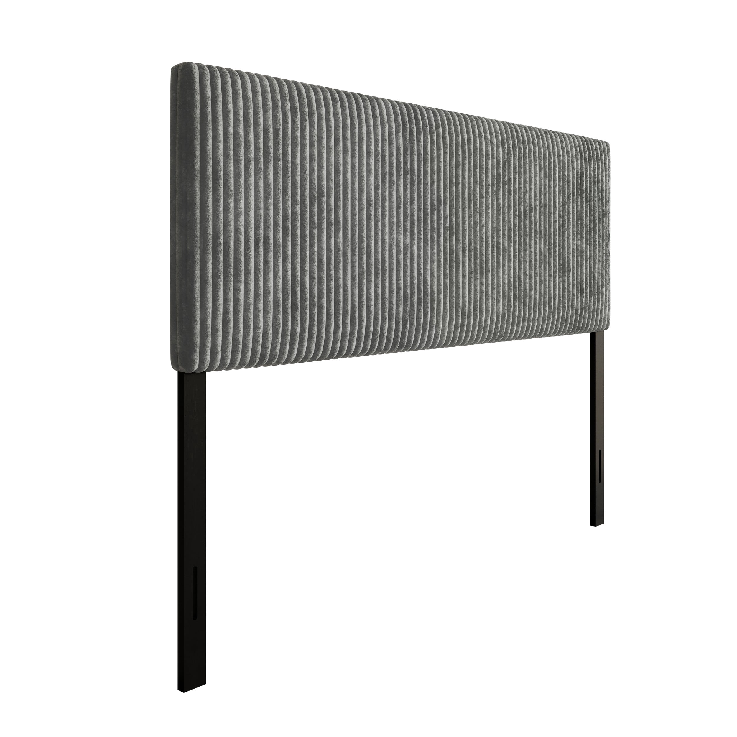 Home Design Romney Twin Upholstered Headboard with Vertical Channel Tufting, Adjustable Height, Gray