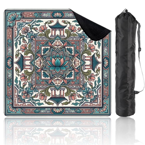 31.5" x 31.5" Mahjong Mat with Carrying Bag asian floral Non-Slip Noise Reduction Game Mat for American Mahjong Table Cover Game Night Decor Hostess Gift