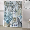 thumbnail image 5 of Fabric Shower Curtain Ocean Nautical Starfish Octopus Coral Shell Plaid Wood Grain Shower Curtains with 12 Hooks Waterproof Machine Washable Bath Curtains for Bathroom, 72 x 84in, 5 of 6