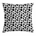 thumbnail image 1 of Cow Print Throw Pillow Cushion Cover, Black and White Striped Dots with Abstract Style Farm Animal Hide Agriculture, Decorative Square Accent Pillow Case, 16 X 16 Inches, Black White, by Ambesonne, 1 of 2