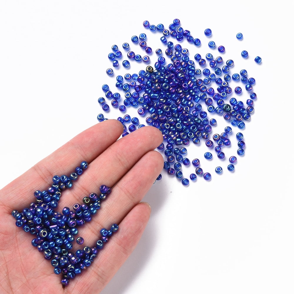 2pounds 6/0 Round Glass Seed Beads Transparent Colours Rainbow Round Hole Blue 6/0 4mm Hole: 1.5mm about 500pcs/50g 50g/bag 18bags/2pounds
