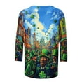 thumbnail image 4 of JTZGDY Womens St. Patrick's Day Green Shirts Cute Shamrock Pattern Print 3/4 Sleeve Crewneck Graphic T-Shirts Loose Oversized Dressy Casual Holiday Tunic Tees Blouses Green#29 XXXXXL, 4 of 5