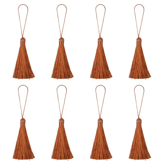 Unique Bargains 6.5' Silky Bookmark Tassels with Loop for DIY Craft Accessory, 8Pack Light Brown