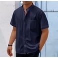 thumbnail image 2 of Yufatyle Short Sleeve Shirts for Men Button Down Shirts for Men Short Sleeve Quick Dry Fashion Solid Color T-Shirts, Dark Blue-2XL, 2 of 8