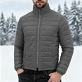 thumbnail image 6 of Ceisia Men Solid Stand Collar Quilted Puffer Jacket Full Zip Lightweight Warm Outer Coat For Fall Winter Outdoor Travel Daily Commute Gift, 6 of 7