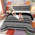 thumbnail image 3 of Erosebridal Minimalist Striped Full Size Comforter Sets,Stripes Art Bedding Comforter Set,Black Reversible,3 Pieces,1 Comforter and 2 Pillowcases, 3 of 7