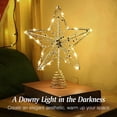 thumbnail image 2 of Tree Topper, Xmas Star Treetop Light Beaded Star Light Xmas Tree Topper with Springy Base for Xmas Tradition Tree Ornament Home Holiday Decoration, Battery Powered, Silver, 2 of 8