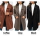 thumbnail image 5 of Abrigo de invierno para mujer, bolsillos laterales con cuello extendido, rompevientos frontal abierto, abrigo informal suelto, cárdigan cálido Irfora Café/Extragrande, 5 of 7