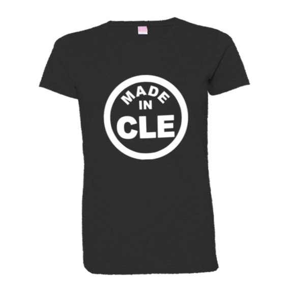 PleaseMeTees™ Womens From Born Made In Cleveland OH Logo Label HQ Tee