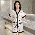 thumbnail image 3 of Pijama de verano de manga corta para mujer, talla grande 4XL, de seda color leche, bonito cárdigan coreano, conjunto de dos piezas para el hogar, 3 of 6