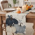 thumbnail image 2 of Fall Pumpkin Navy Blue Cotton Linen Rectangle Table Runners 13"x60", Rustic Botanical Autumn Thanksgiving Coffee Table Runner Dresser Scarves Table Runners for Wedding Party Banquet Dinner Decor, 2 of 8